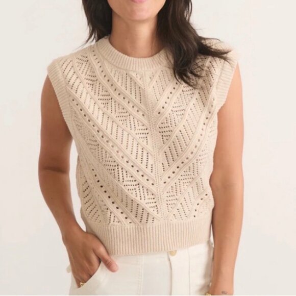 Marine Layer Brooke Sweater in Oatmeal Cream Sleeveless Size Medium - Picture 5 of 9